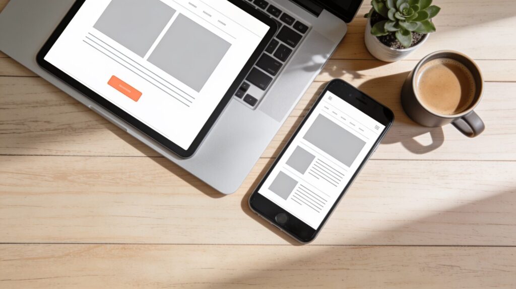 Website layout on laptop and phone